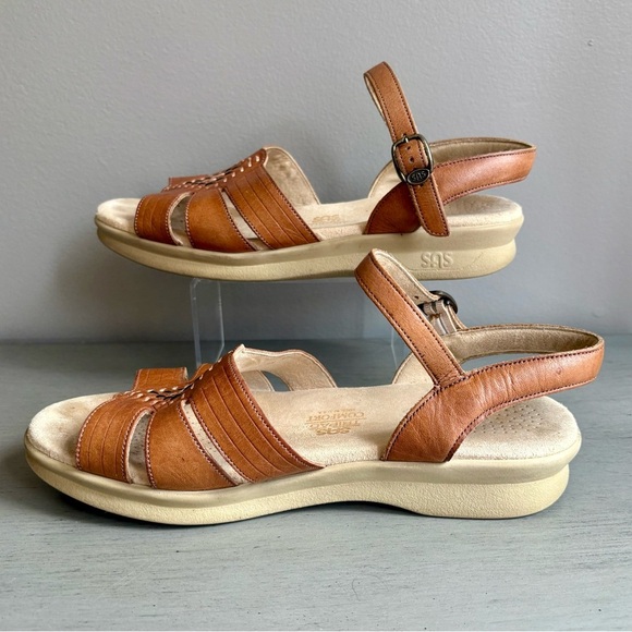 SAS Women Tan Huarache Leather Quarter Strap Sandals Shoe 8.5M Tripad Comfort - Picture 9 of 13